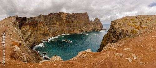 Panoramic view of Madeira cliffs, Ponta de sao Lourence peninsula. photo