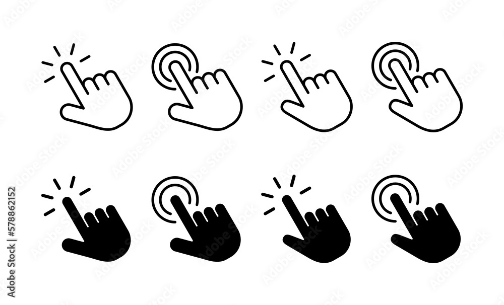 Hand click icon vector for web and mobile app. pointer sign and symbol. hand cursor icon Hand click icon vector for web and mobile app. pointer sign and symbol. hand cursor icon