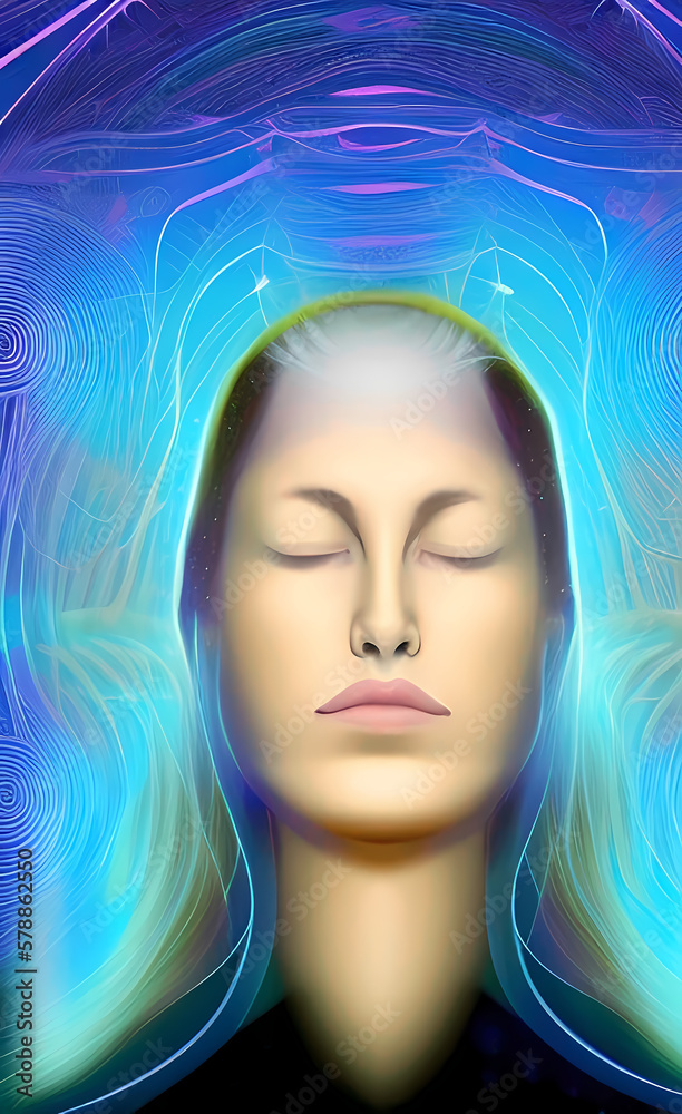 Fototapeta premium Psychic waves, Mental health, and Human emotions. AI-generated digital illustration.