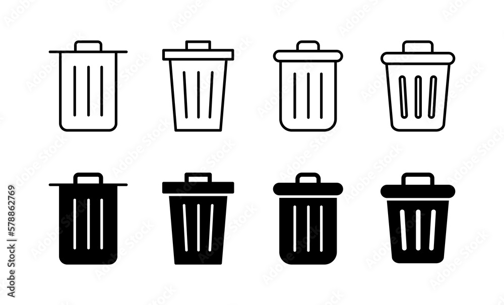 Trash icon vector for web and mobile app. trash can icon. delete sign and symbol. Trash icon vector for web and mobile app. trash can icon. delete sign and symbol.