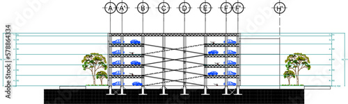 sketch vector illustration of multi-storey parking lot section