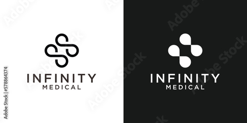 infinity and medical logo design vector illustration