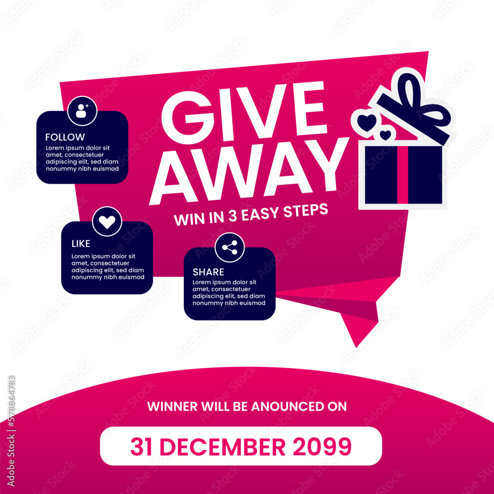 Giveaway social media and banner template. Editable text eps10 Giveaway social media and banner template. Editable text eps10