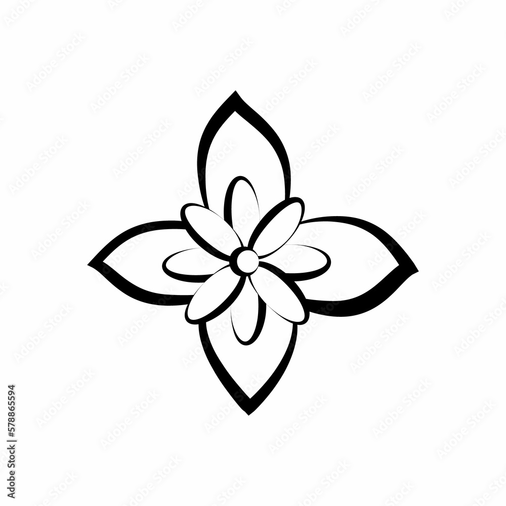 Linear flower in doodle style