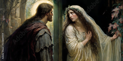 Canvastavla Mary Magdalene Meets the Resurrected Jesus in Depiction Generative AI