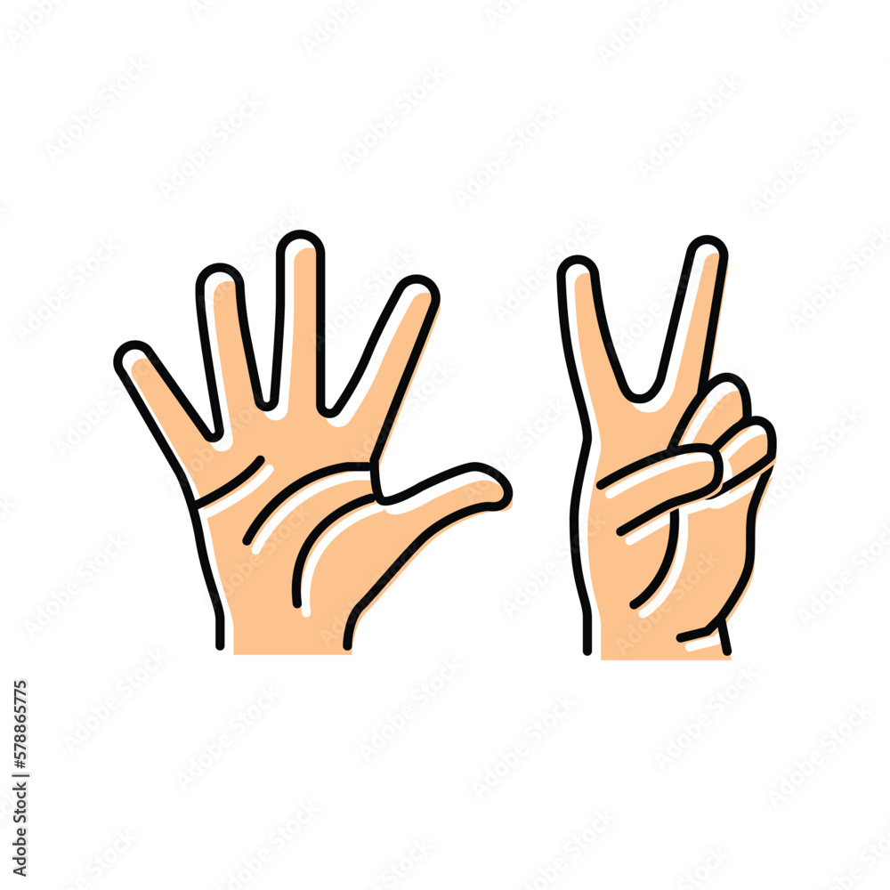 seven number hand gesture color icon vector illustration
