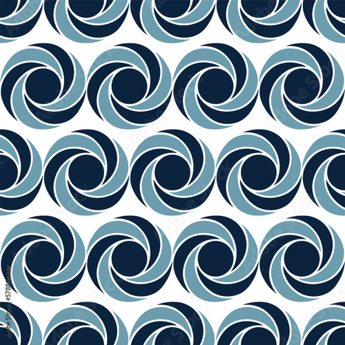 Blue Geometric Abstract Swirl 
Seamless Vector Repeat Pattern