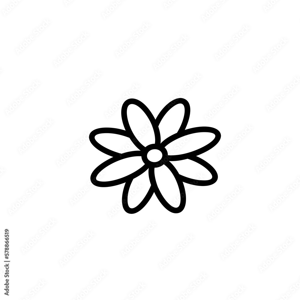 Linear flower in doodle style sign Linear flower in doodle style sign