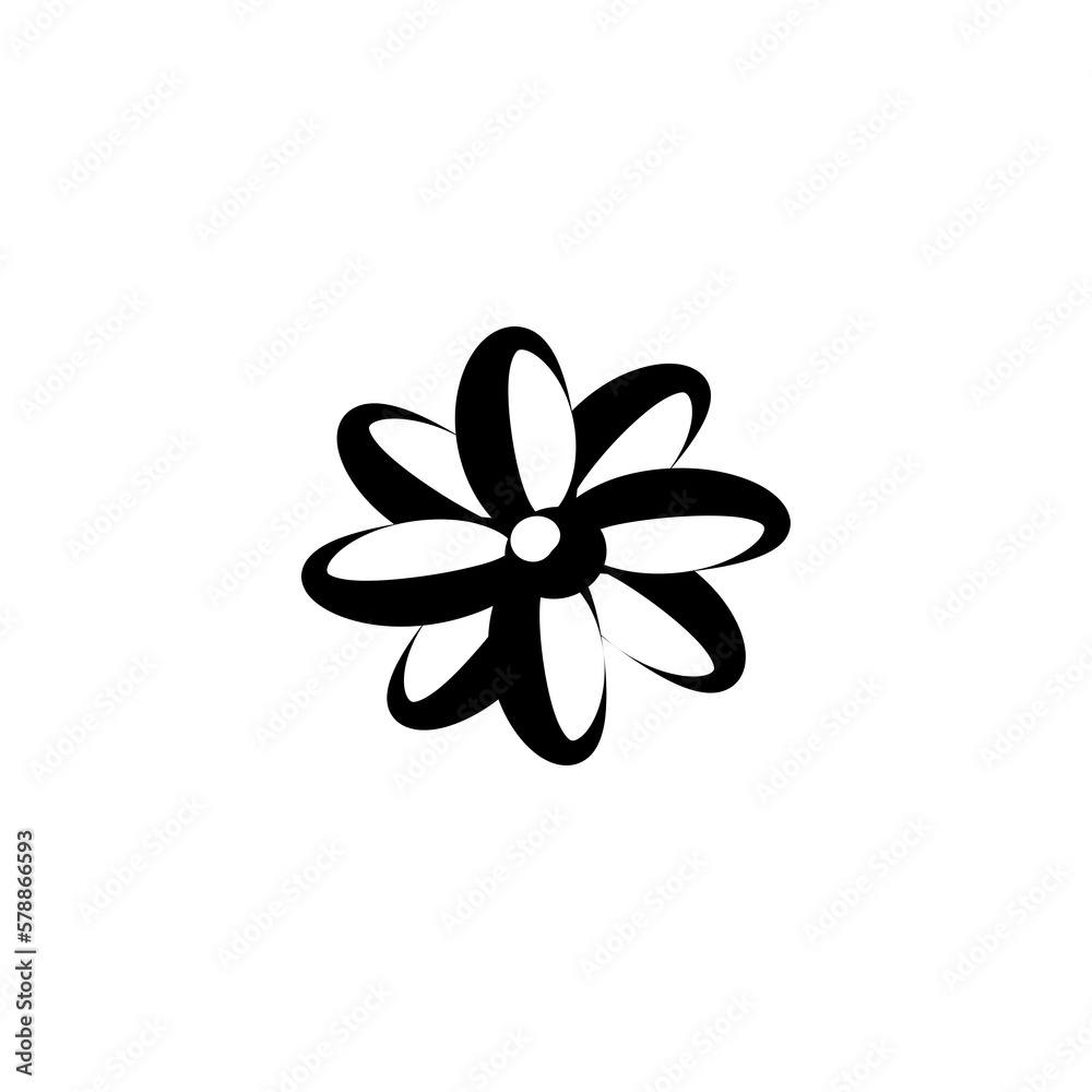 Naklejka premium Linear flower in doodle style