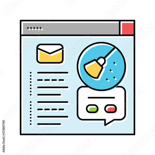 email list cleaning marketing color icon vector illustration