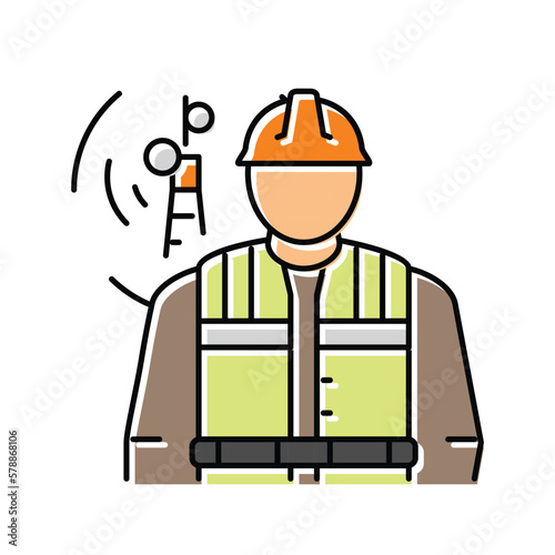 telecommunications equipment installers repairers color icon vector illustration