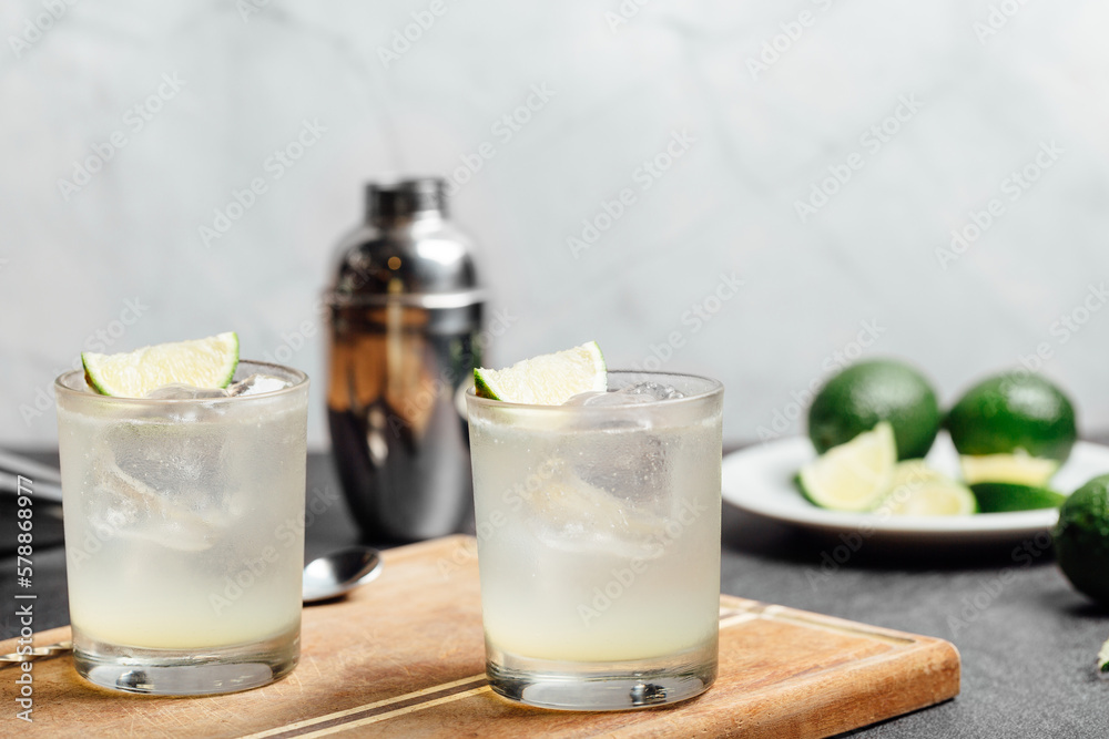 Gin lime and soda refreshing cocktail Gin lime and soda refreshing cocktail