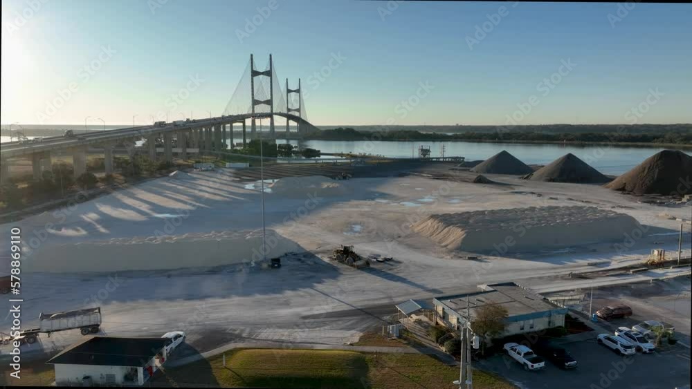 Aerial view of the Dames Point Bridge in Jacksonville, Florida. Aerial view of the Dames Point Bridge in Jacksonville, Florida.