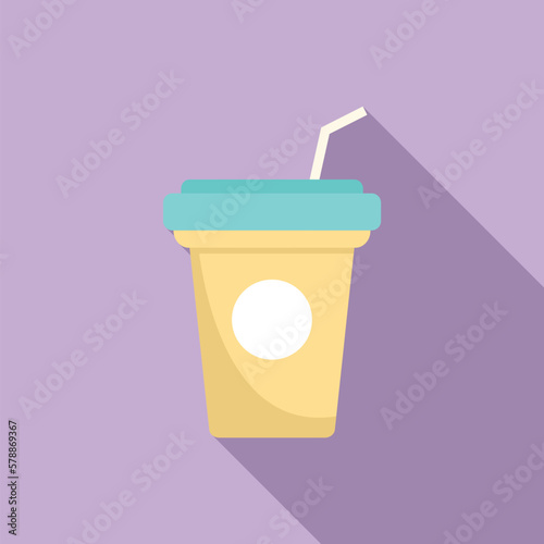 To go coffee cup icon flat vector. Takeaway food. Box lunch