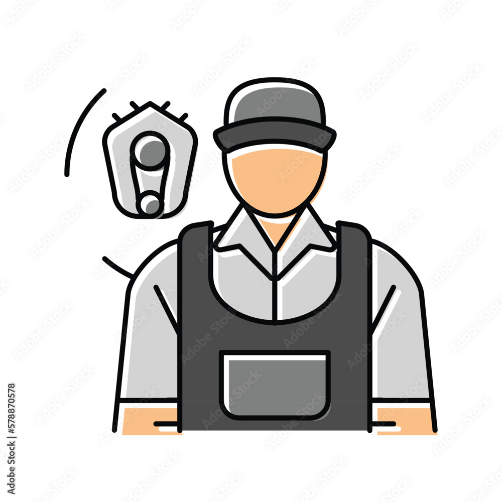 diesel mechanic repair worker color icon vector illustration