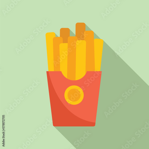 Fries box icon flat vector. Fast cake. Snack food