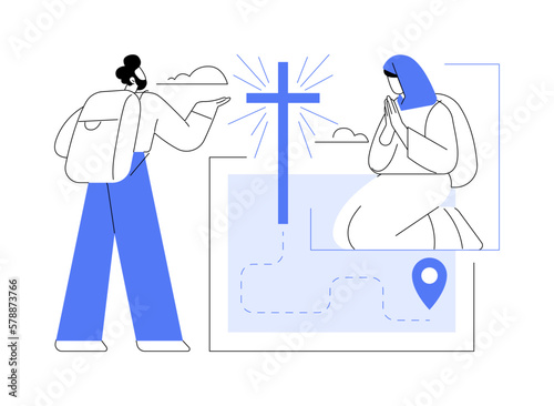 Christian pilgrimages abstract concept vector illustration.