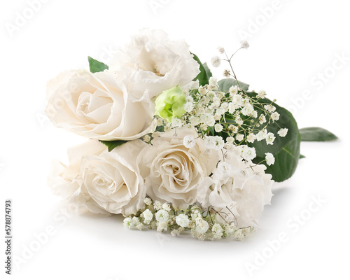 Beautiful bouquet of flowers isolated on white background