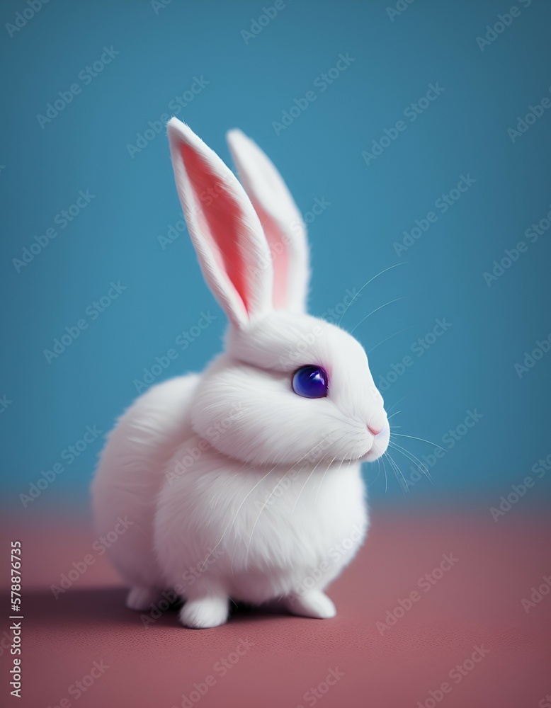 Cute white rabbit. Created with generative AI Cute white rabbit. Created with generative AI
