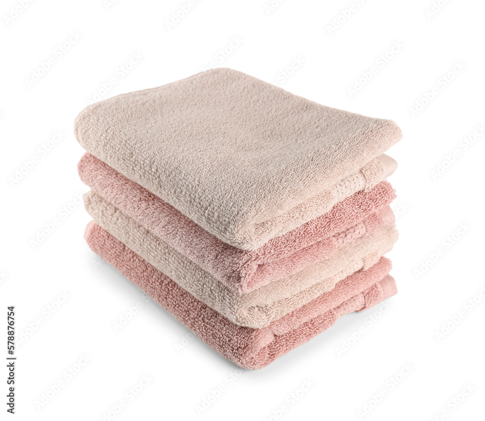 Stack of folded soft towels isolated on white background Stack of folded soft towels isolated on white background