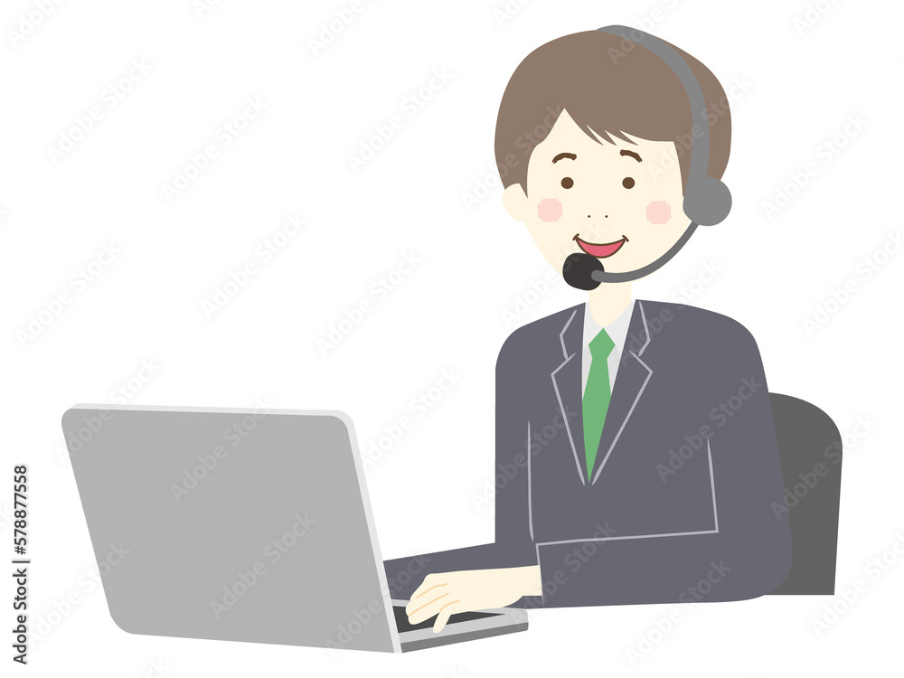 パソコンに向かう男性のオペレーター パソコンに向かう男性のオペレーター