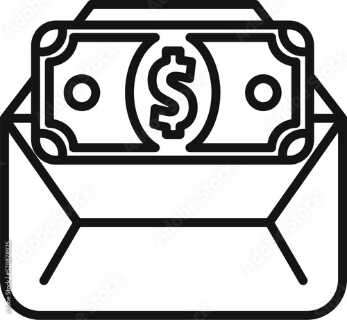 Mail cash icon outline vector. Money benefit. Business work