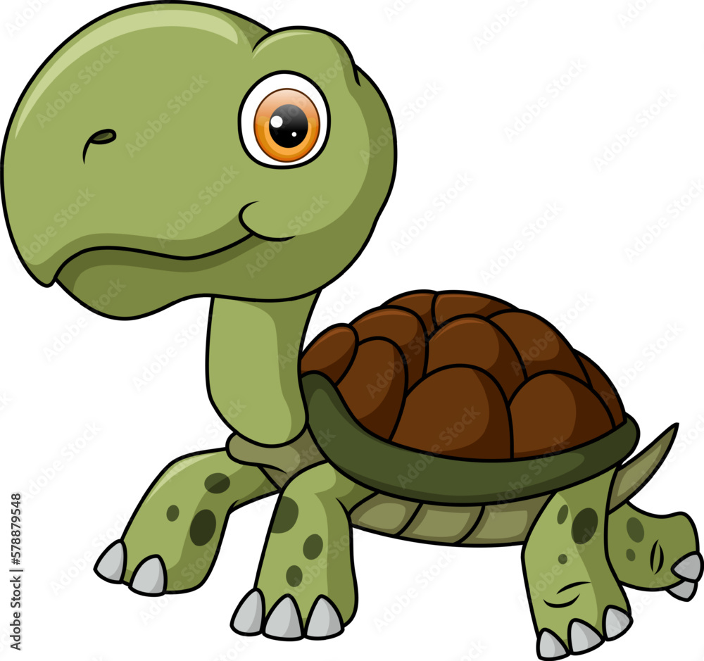 Obraz premium Cute turtle cartoon on white background