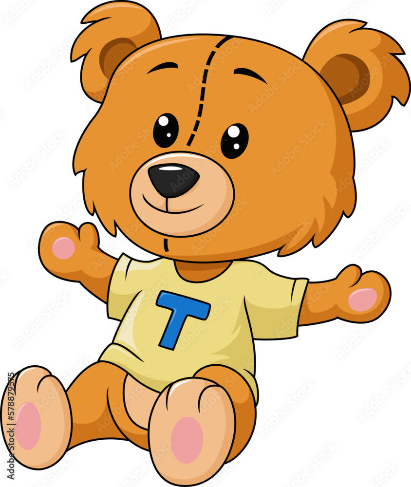 Obraz premium Cute teddy bear cartoon on white background
