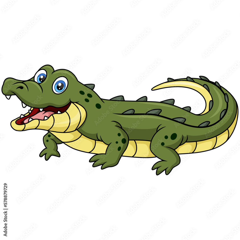 Cute alligator cartoon on white background Cute alligator cartoon on white background