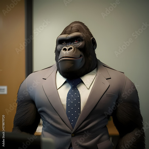 Gorilla Office Suit. Generative AI © premiumdesign