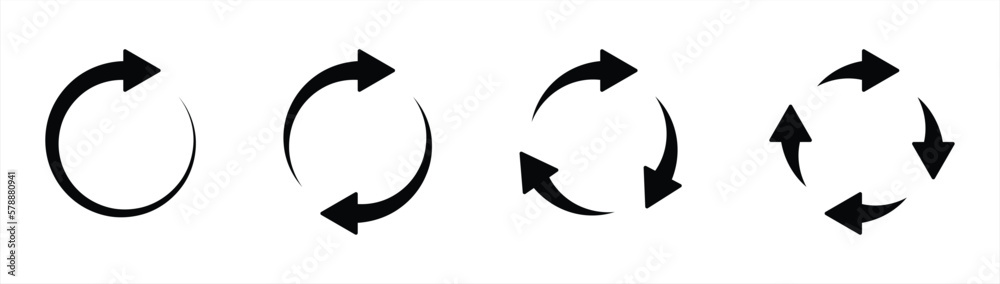 circle arrow icon set. circular arrow icon, refresh, reload arrow icon symbol sign, vector illustration