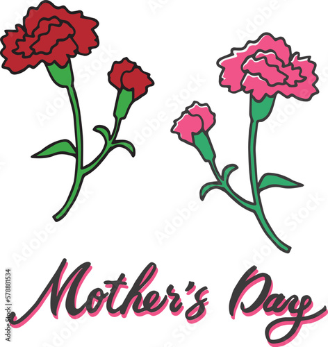 カーネーションの花とmother's dayのロゴ