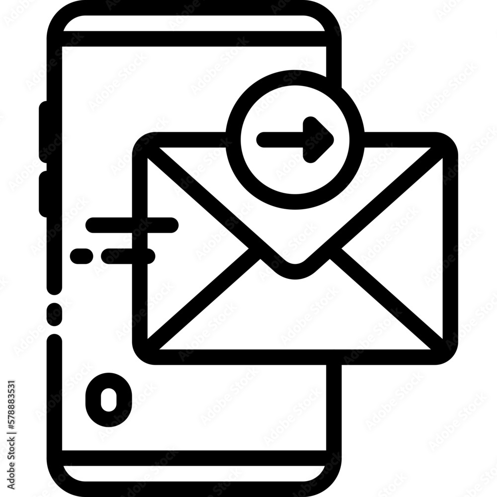 Phone, cellphone smartphone with e mail outline icons. Vector illustration. Isolated icon suitable for web, infographics, interface and apps.