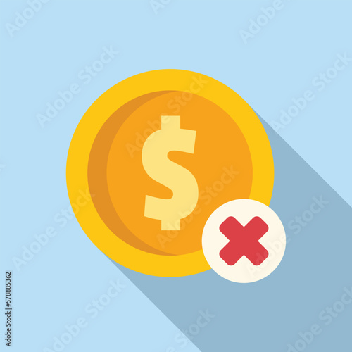 No coin pay icon flat vector. Card error. Phone machine
