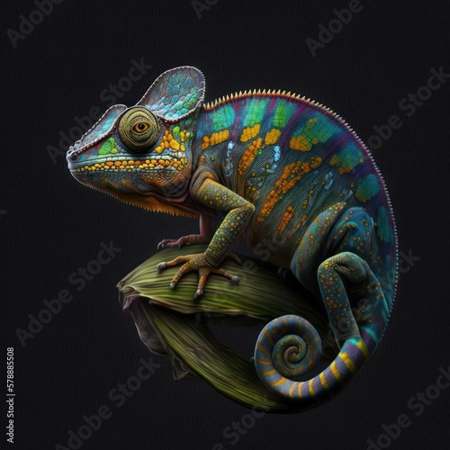 Color-changing lizard  exotic tropical pet  endangered chameleon  amouflage master  zoological marvel  adaptive lizard  GENERATIVE AI