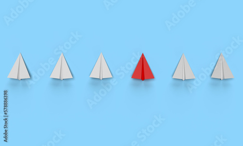 Plan airport aircaft airplane wing paper red color different white group teamwork leadership origami creative idea fly solution innovation start winner challenge achievement target goal inspiration 
