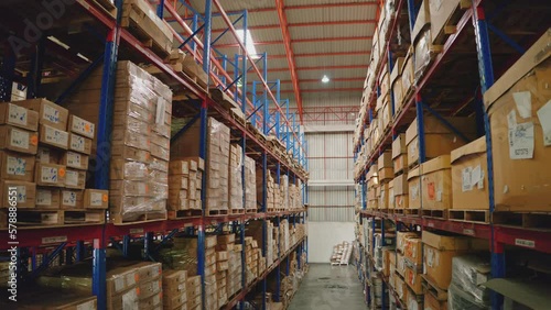 In a Logistics Center  in a large, Warehouse space