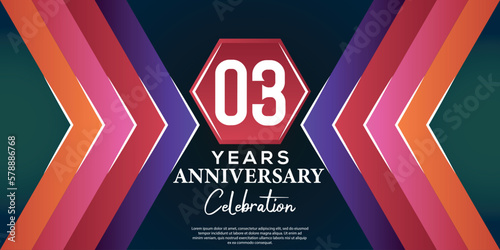 03rd year anniversary celebration design with luxury abstract color style on luxury black background photo