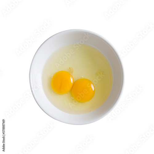 Fresh egg yolk in a bowl prepare for cooking photo