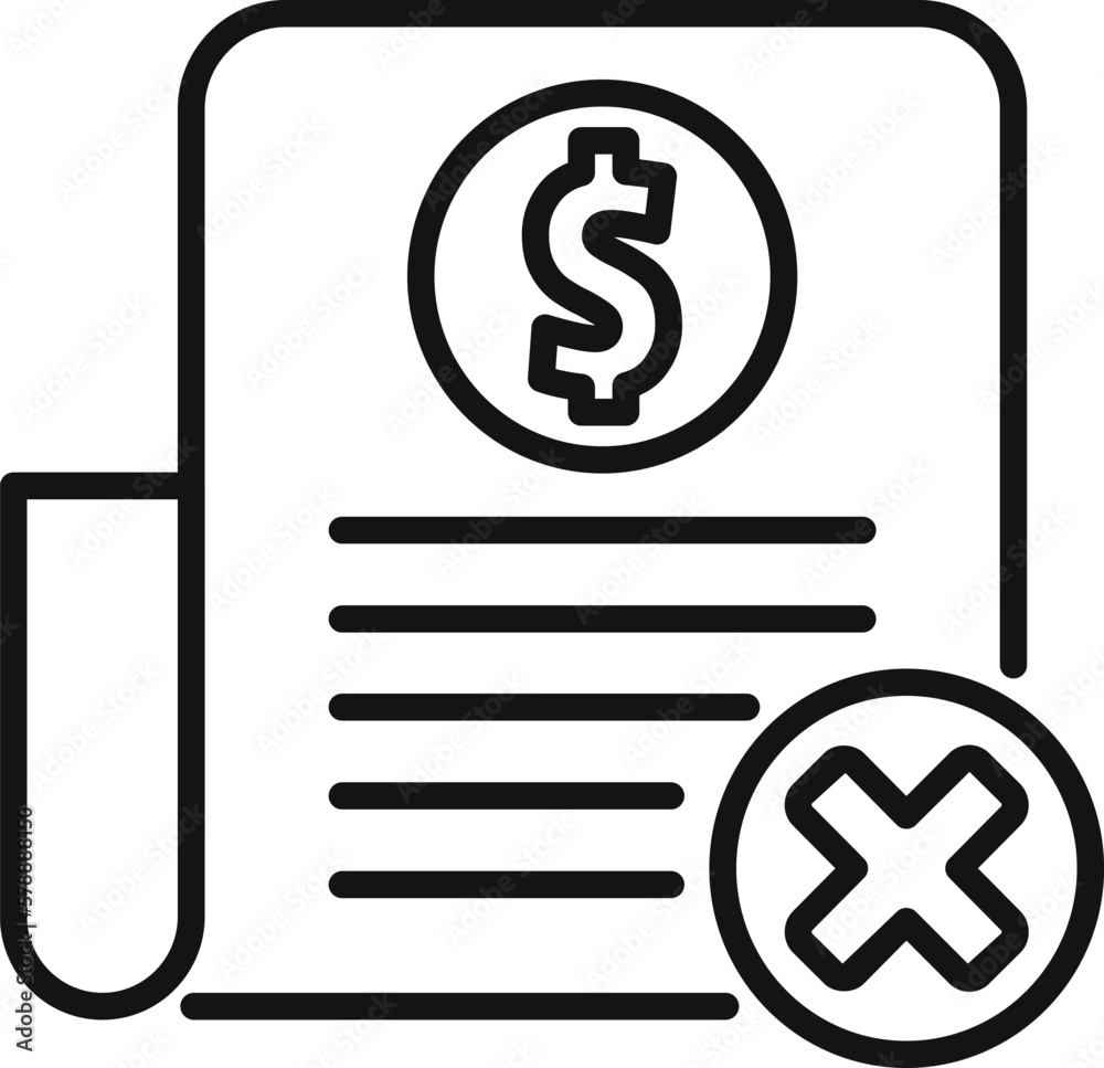 Payment paper icon outline vector. Card error. Credit money Payment paper icon outline vector. Card error. Credit money