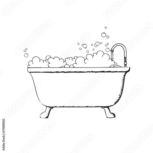 Bathtub with soap bubbles