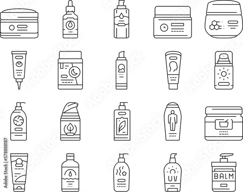 cream cosmetic product beauty icons set vector
