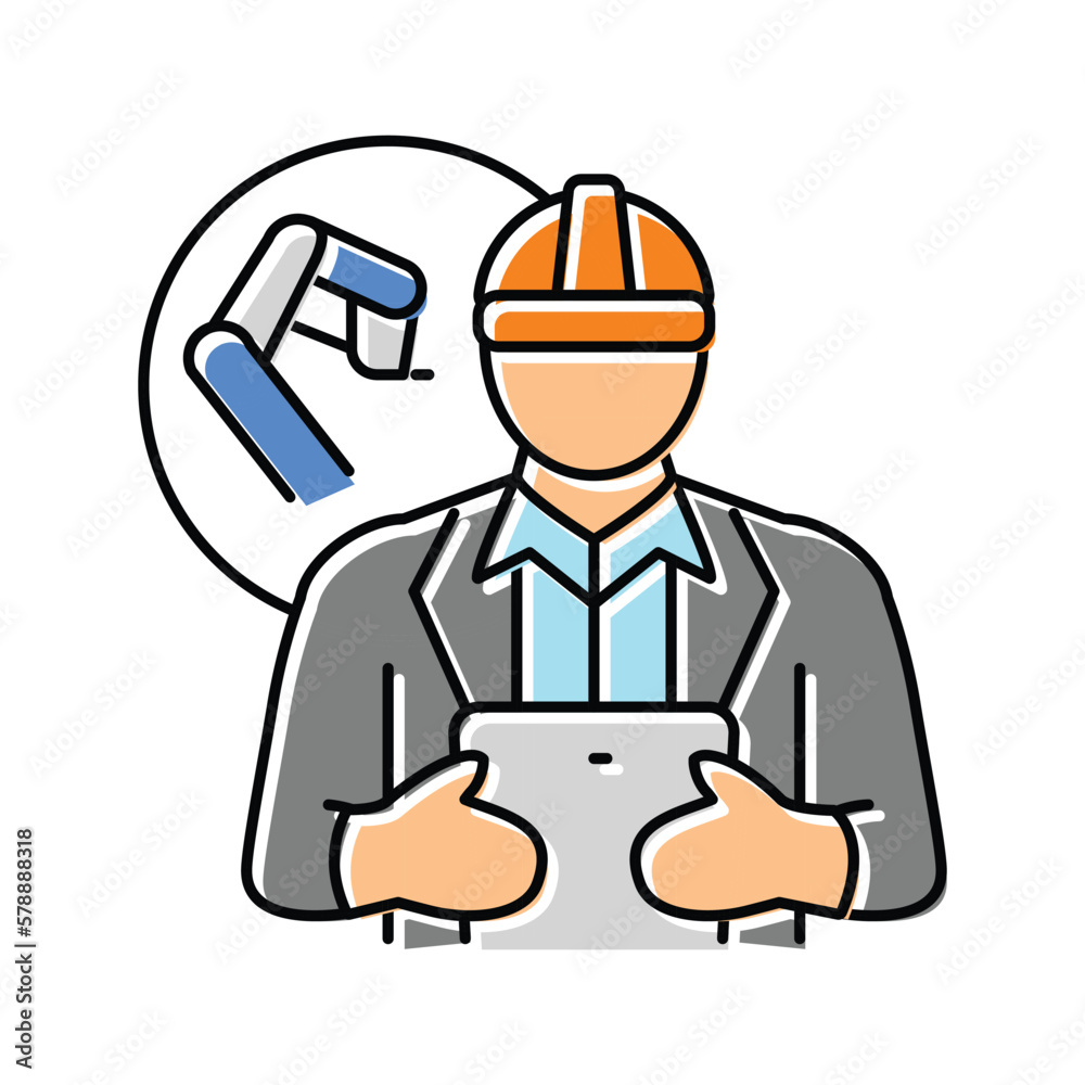 industrial engineer worker color icon vector illustration