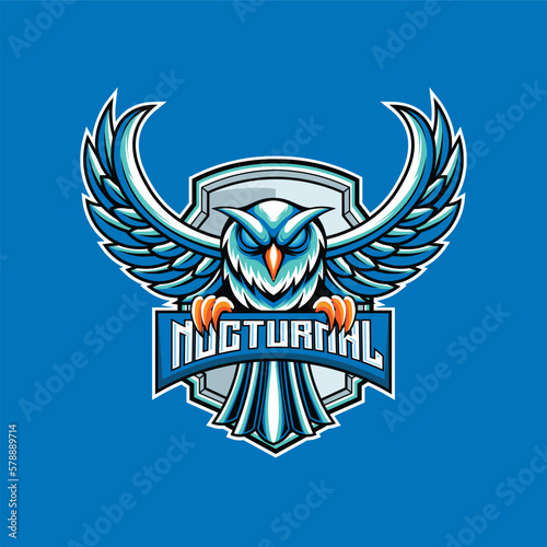 Vector owl mascot logo for sport and esport isolated