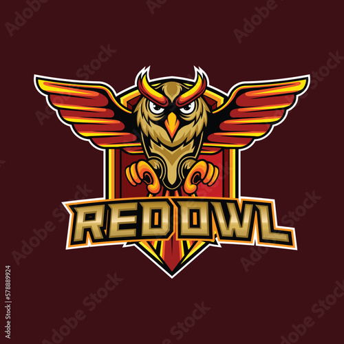 Vector owl mascot logo for sport and esport isolated