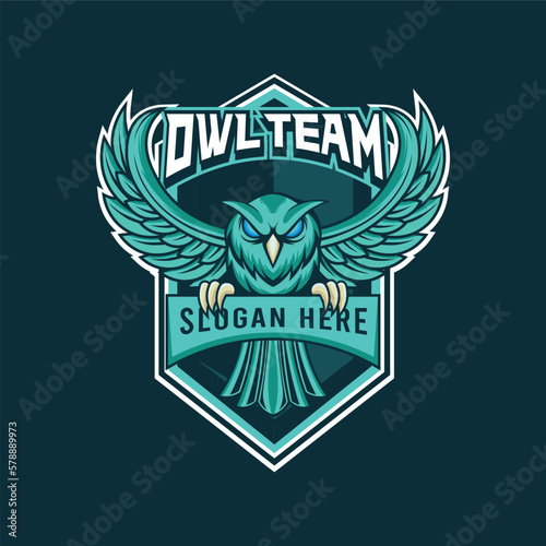 Vector owl mascot logo for sport and esport isolated