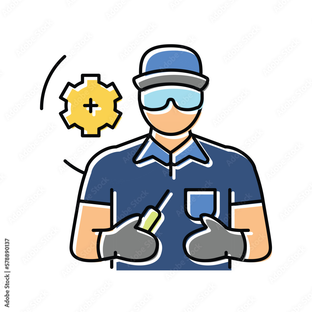 equipment service technician color icon vector illustration