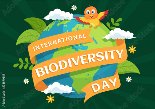 World Biodiversity Day on May 22 Illustration with Biological Diversity, Earth and Animal in Flat Cartoon Hand Drawn for Landing Page Templates