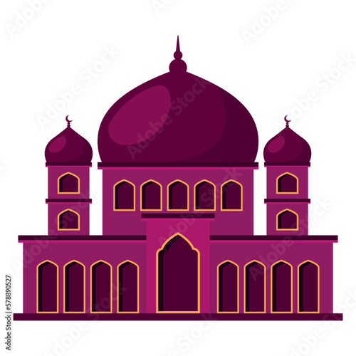Cute Mosque icon animated cartoon vector illustration for islamic element decoration