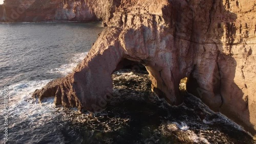 Paradisiac Sardinia coastline rocky cave in Sant'Antioco Island, static